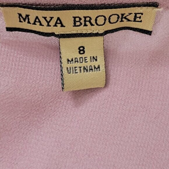 Maya Brooke Dress Jacket Size 8 Sequins Tea Rose Pink Lightweight Sheer Open - Picture 6 of 12